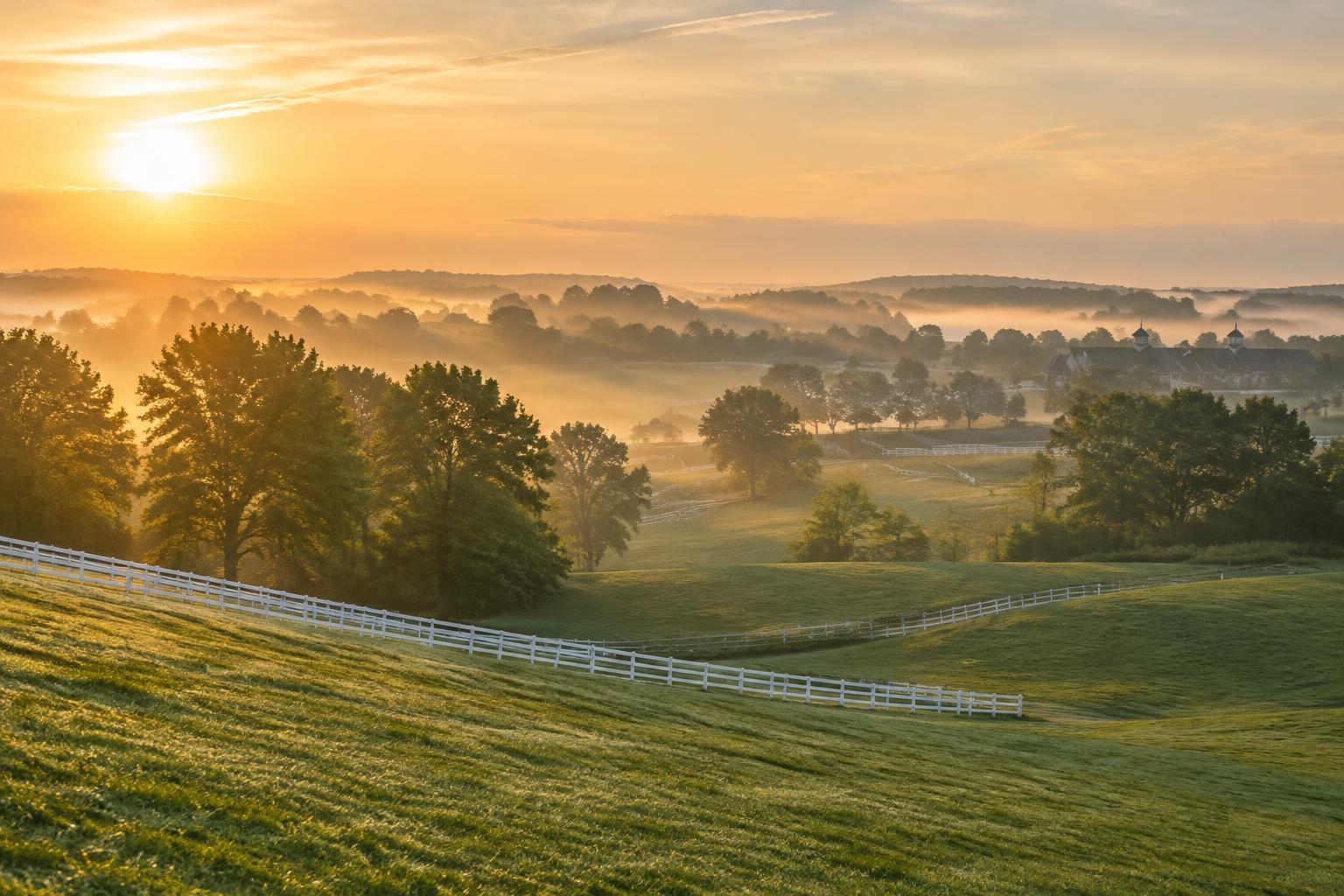 Kentucky horse country at sunrise